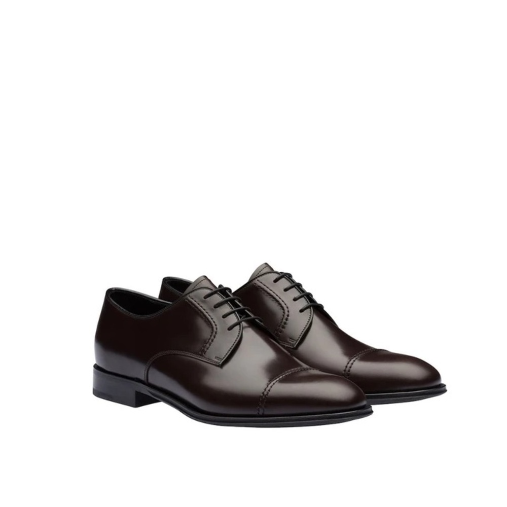 Prada Spazzolato Leather Derby Oxford Shoes